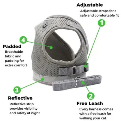 Reflective Adjustable Harness & Leash for Cats and Small Dogs